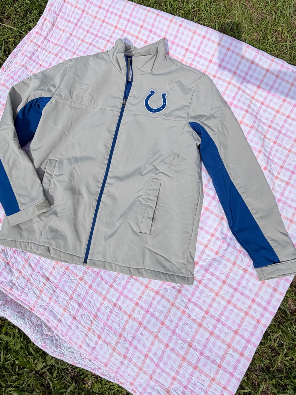 NFL Gray and Royal Blue Team Jacket with NFL Shield Patch